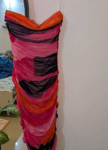 Strapless Ruched Ombre Mesh Dress House of CB