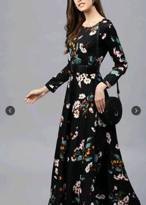 Black Floral Print Maxi Dress