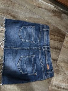 Distressed Denim low rise y2k mini skirt