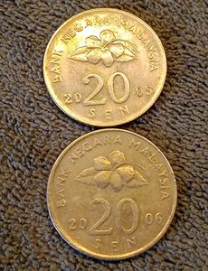 Malaysia 20 Sen Coins (2 Pcs)