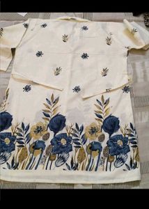 White Floral Print Kurta Set