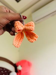 Crocheted Bow Keychain