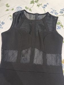 Chic Black Mesh Panel Dress