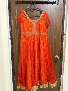 Elegant Orange Ethnic xxl Anarkali kurti