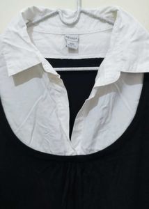 Nevada Black White Collared Tunic Top