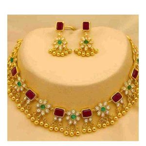 Exquisite Ruby &amp; Emerald Necklace Set