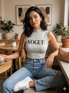 Vogue Sleeveless Mock Neck Crop Top