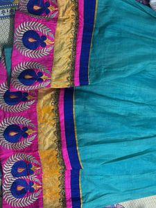 Teal &amp; Pink Embroidered Anarkali Set