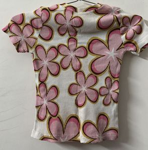 Cute Floral Ribbed Tee