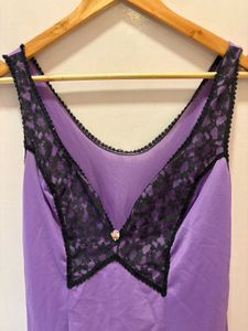Purple Lace Trim Slip Dress