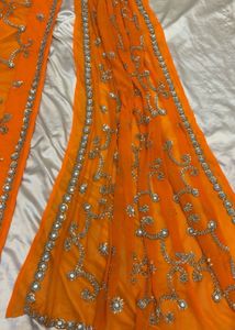 Orange Embroidered saree