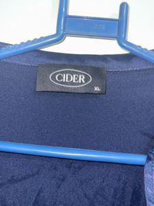 CIDER Navy Satin Ruched Dress
