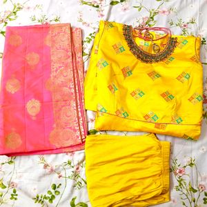 Party Wear Kurti {Gown} With Long Dupatta And Bottom