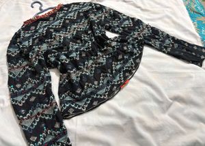 Boho Embroidered Black Cardigan