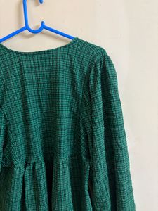 Chic Green Plaid Mini Dress
