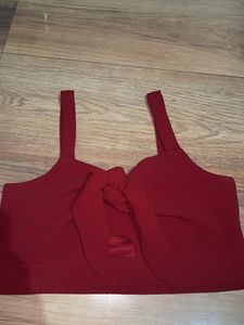 Chic Red Tie-Front Crop Top