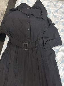 Chic Black Belted Midi Dress