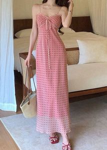 Pink Polka Dot Mesh Midi Dress34 can wear