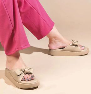 Platform Bow Slide Sandals