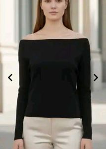 Black Off-Shoulder Long Sleeve Top