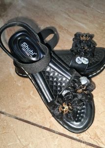 Stylish Kids Black Flower Sandals