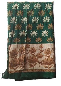Green Lotus Print Saree Women’s Floral Prin