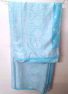 Elegant Modern Sky Blue Silk Saree