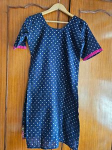 Navy Blue Kurta Set with Pink Pants