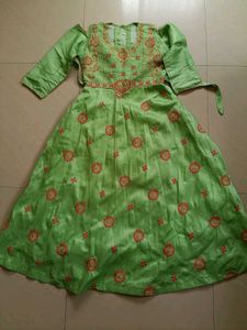 Elegant Lime Green Embroidered Gown