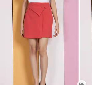 Brand new Chic Red Skirt with Elegant Ring Detail