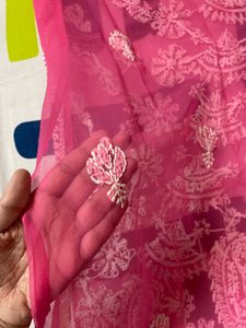 Vibrant Pink Chikankari Kurta