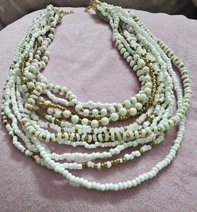 White Beaded Multi-Layer Necklace