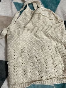 ARDENE Cream Knit Cropped Tank Top