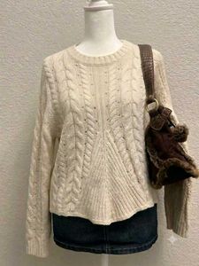 cream cable Knit lace sweater