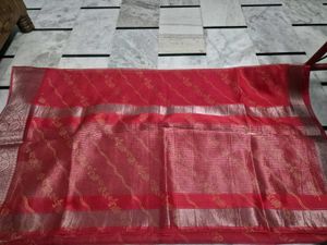 Elegant Red Saree with Golden Border