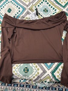 Chic Brown Off-Shoulder Top