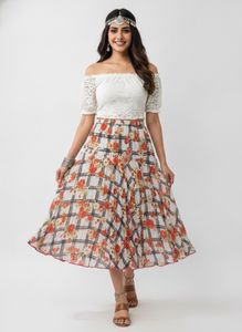 Bohemian Floral Print Skirt