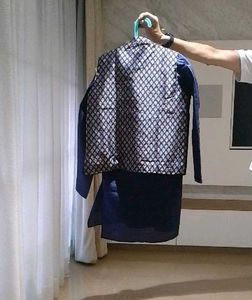 Blue Solid kurta Pyjama