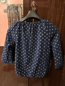 Navy Blue Printed Boho Top