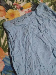 Light Blue Crinkle Palazzo Pants