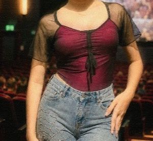Sheer Sleeve Ruched Top