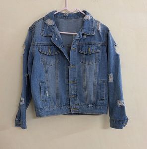 Distressed Denim Jacket - Classic Blue