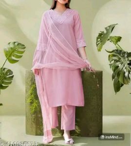 Elegant Pink Kurta Pant With Dupatta Set