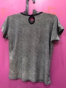 Sparkling Grey Top with Rhinestone Detail