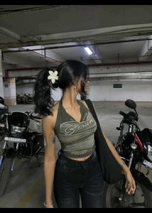 Y2K Grunge Graphic Halter Top