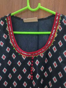 Stylish Printed Kurta with Embellishments