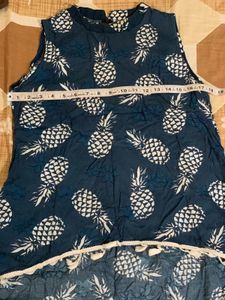Pineapple Print Tassel Hem Top