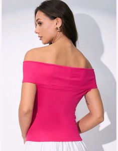 Hot Pink Off-Shoulder Rose Top