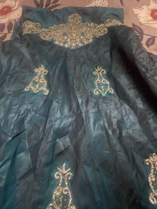 Embellished Teal Silk gown