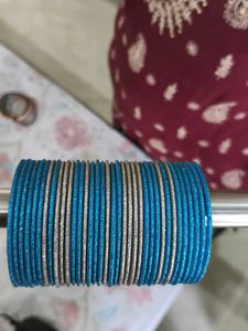 Sparkling Blue &amp; Silver Bangles Set(metal)